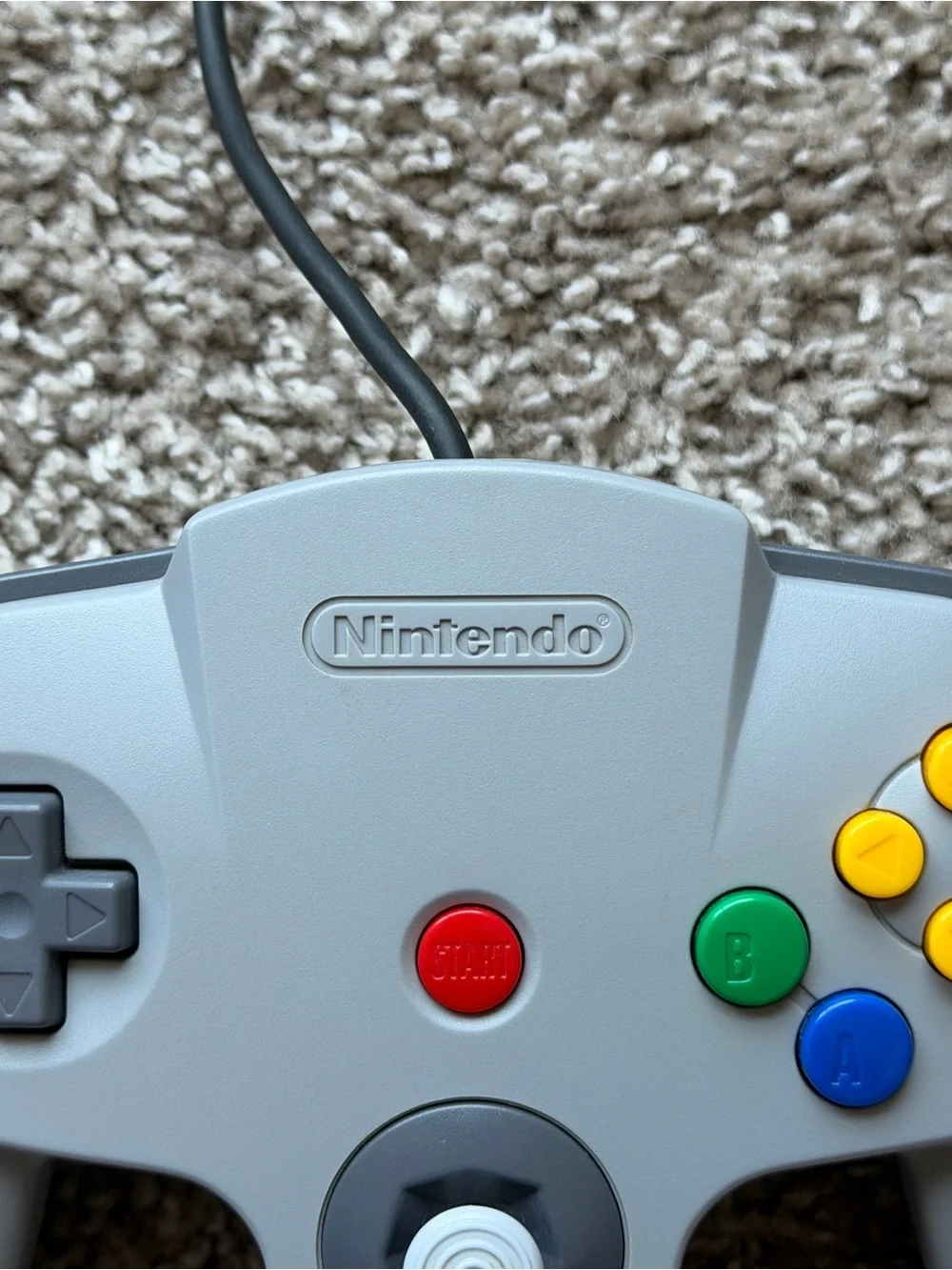 NINTENDO 64 N64 GRAY AND BLACK CONTROLLER USED